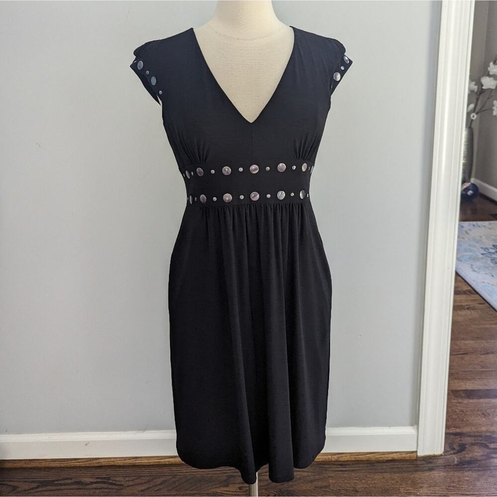 Women's David Meister Black Studded Dress Size 8 Cocktail Business LBD
